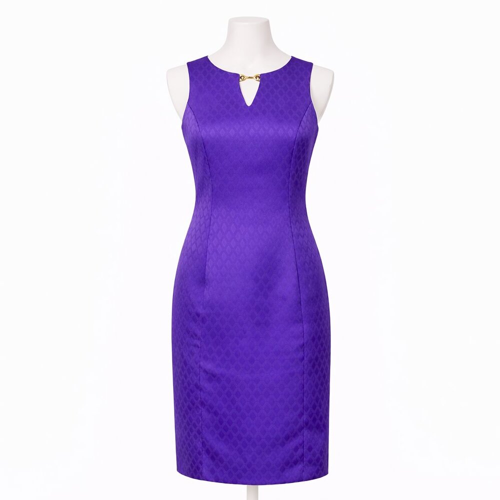 Black Label Evan Picone Dress Womens Size 8 Sleeveless Purple Sheath Workwear - Picture 2 of 12